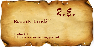 Roszik Ernő névjegykártya